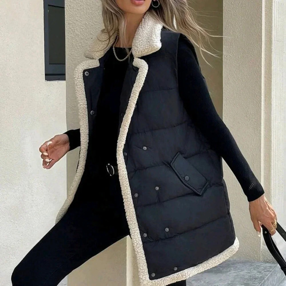 Women Color Block Front Button Placket Sleeveless Pockets Casual P - Picture 1 of 6